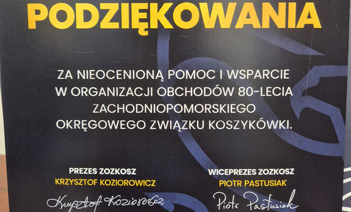 Zdjęcie do Podziękowania od Zachodniopomorskiego Okręgowego Związku Koszyk&oacute;wki